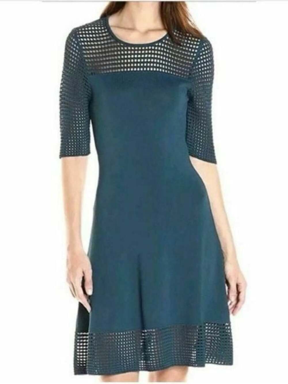 Nanette Lepore Ocean Teal Crochet Knit Dress